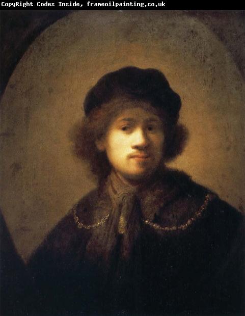 REMBRANDT Harmenszoon van Rijn Self-Portrait with Beret and Gold Chain